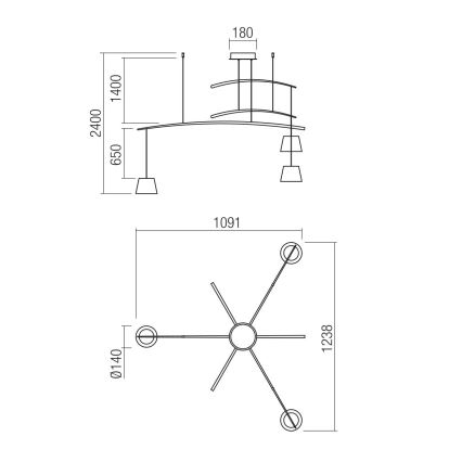 Redo 01-1524 - LED ljuskrona med textilsladd LOLLI 3xLED/6W/230V vit