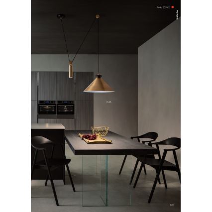 Redo 01-1545 - Ljuskrona med textilsladd KALIMBA 1xE27/42W/230V diameter 42 cm spindel brons