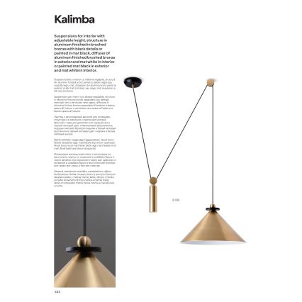 Redo 01-1545 - Ljuskrona med textilsladd KALIMBA 1xE27/42W/230V diameter 42 cm spindel brons