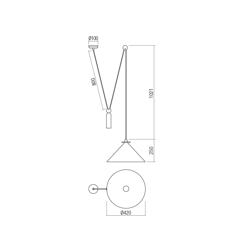 Redo 01-1545 - Ljuskrona med textilsladd KALIMBA 1xE27/42W/230V diameter 42 cm spindel brons