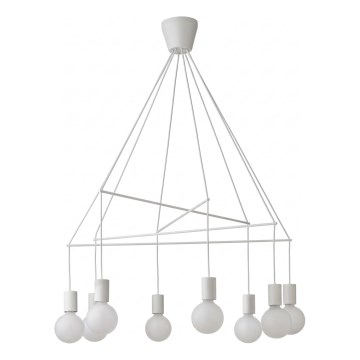 Redo 01-1564 - Taklampa med kabel MIKADO 8xE27/42W/230V Ø 82 cm vit