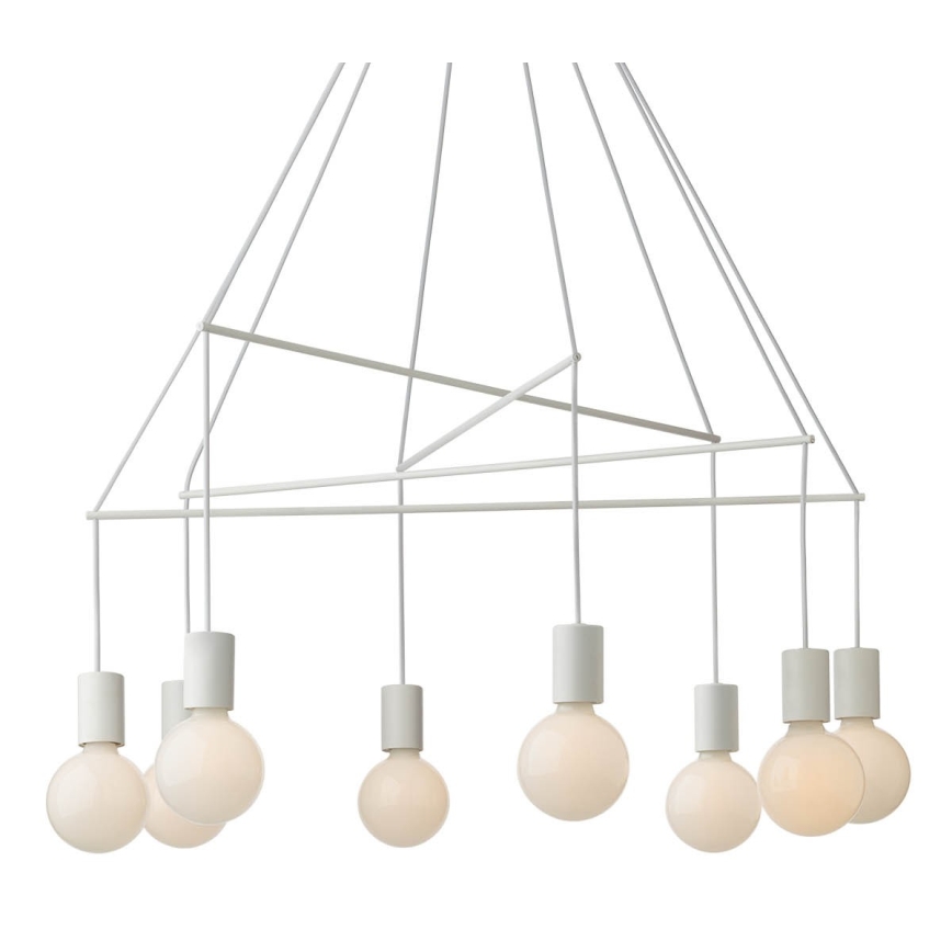 Redo 01-1564 - Taklampa med kabel MIKADO 8xE27/42W/230V Ø 82 cm vit