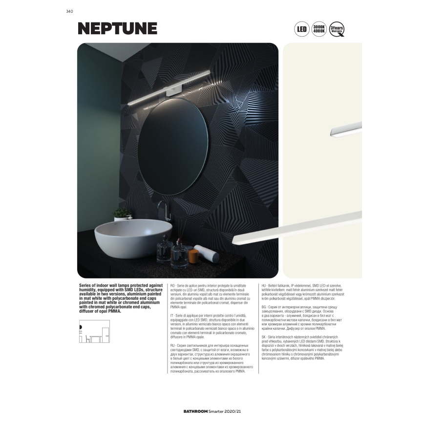 Redo 01-1675 - LED-belysning för badrumsspegel NEPTUNE LED/18W/230V 89,5 cm IP44 vit