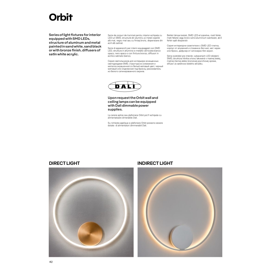 redo 01-1701 - LED Väggbelysning ORBIT LED/28W/230V brons