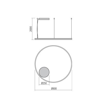 Redo 01-1713 - Dimmbar LED-pendel på kabel ORBIT LED/55W/230V brons