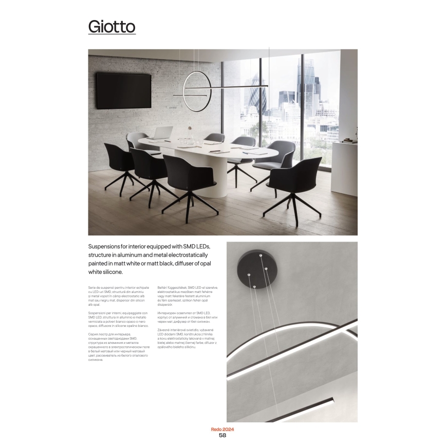 Redo 01-1734 - LED ljusreglerad ljuskrona på textilsladd GIOTTO LED/46W/230V vit