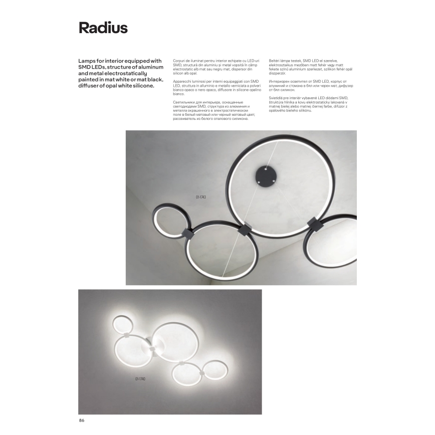 redo 01-1742 - LED Ljuskrona med snöre RADIUS LED/45W/230V vit
