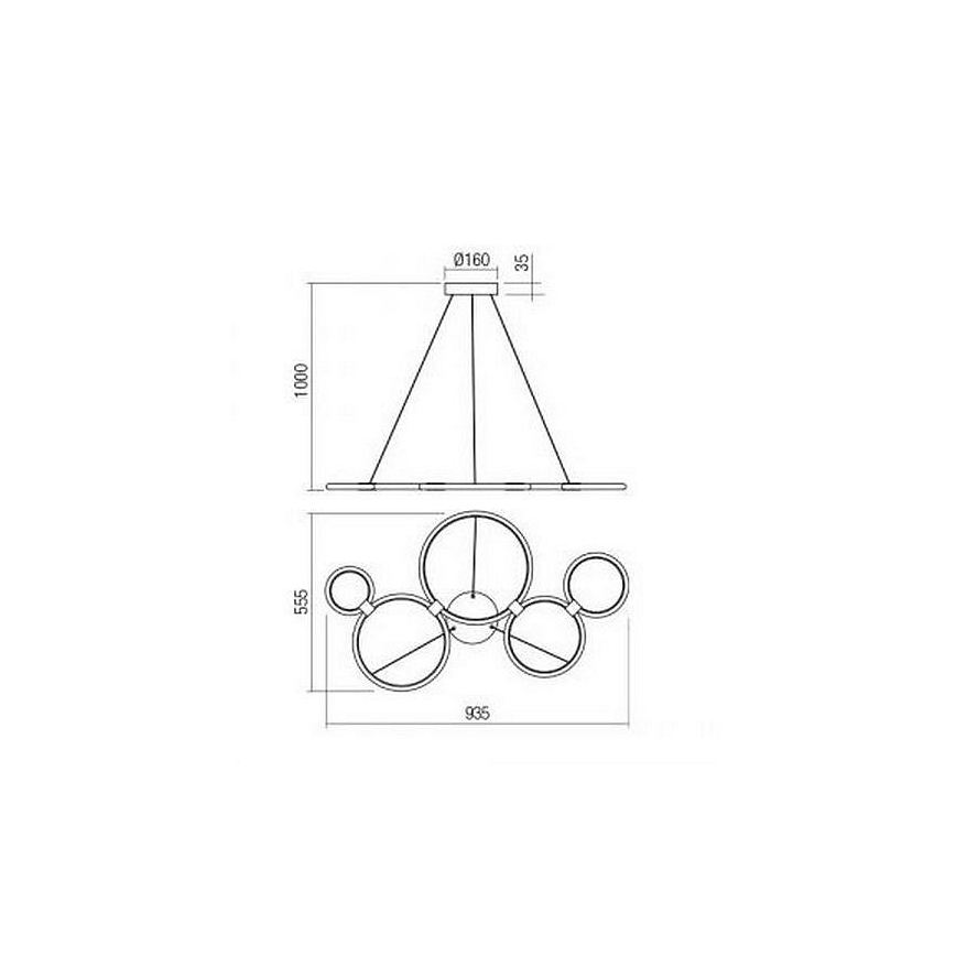 redo 01-1742 - LED Ljuskrona med snöre RADIUS LED/45W/230V vit
