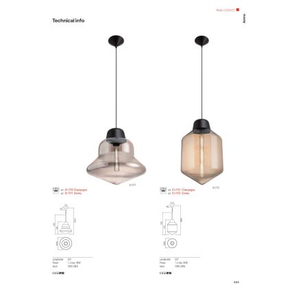 Redo 01-1770 - Hänglampa med kabel AMNO 1xE27/42W/230V Ø 33 cm beige