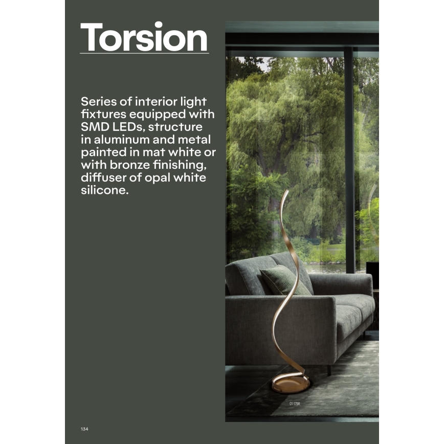 Redo 01-1792 - LED dimbar taklampa TORSION LED/30W/230V Ø 55 cm brons