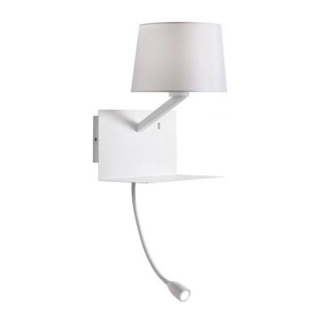 Redo 01-1807 - LED-vägglampa med flexibel läslampa TOMO 1xE27/42W/230V + LED/3W/230V vit