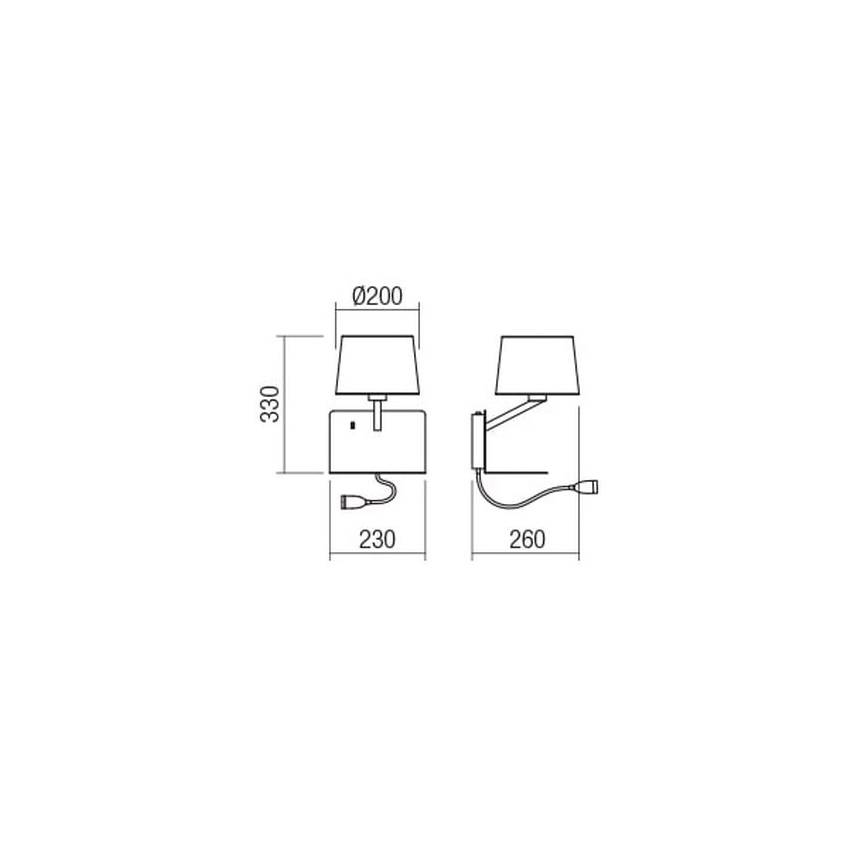 Redo 01-1807 - LED-vägglampa med flexibel läslampa TOMO 1xE27/42W/230V + LED/3W/230V vit