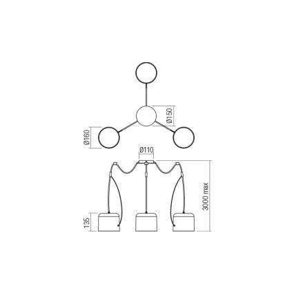 Redo 01-1825 - Ljuskrona med textilsladd DODO 3xE27/15W/230V spindel vit