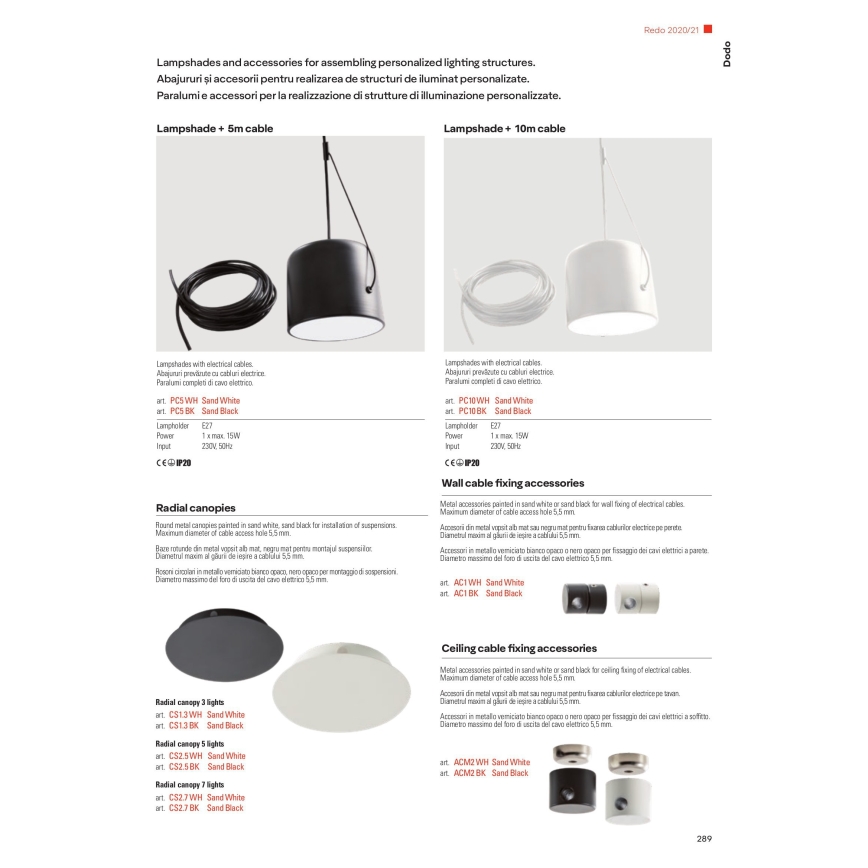 Redo 01-1828 - Ljuskrona med textilsladd DODO 5xE27/15W/230V spindel