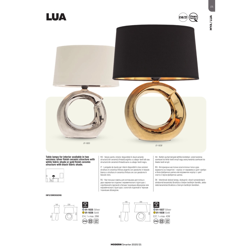 redo 01-1837 - Bordslampa LUA 1xE27/42W/230V