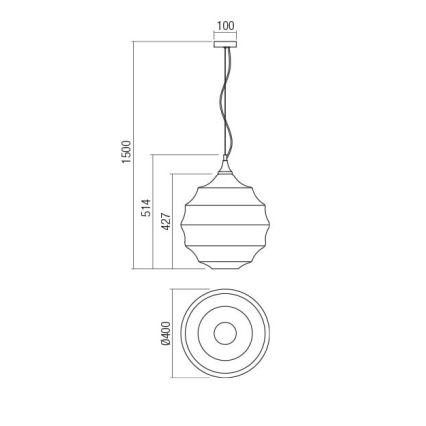 Redo 01-1844 - Ljuskrona med textilsladd SLAG 1xE27/42W/230V diameter 40 cm beige