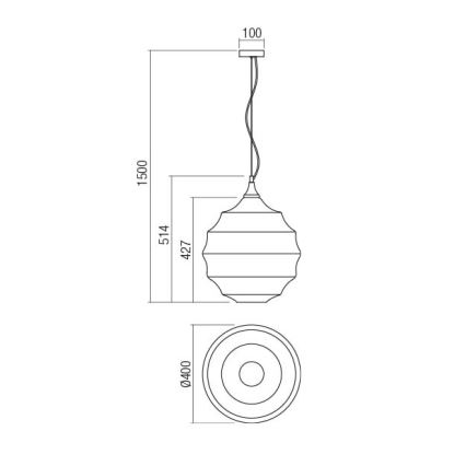 Redo 01-1846 - Ljuskrona med textilsladd SLAG 1xE27/42W/230V diameter 40 cm koppar
