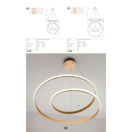 Redo 01-1889 - LED dimbar pendel på kabel TORSION LED/29W/230V Ø 55 cm brons