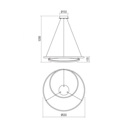 Redo 01-1889 - LED dimbar pendel på kabel TORSION LED/29W/230V Ø 55 cm brons