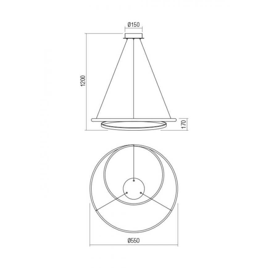 Redo 01-1889 - LED dimbar pendel på kabel TORSION LED/29W/230V Ø 55 cm brons