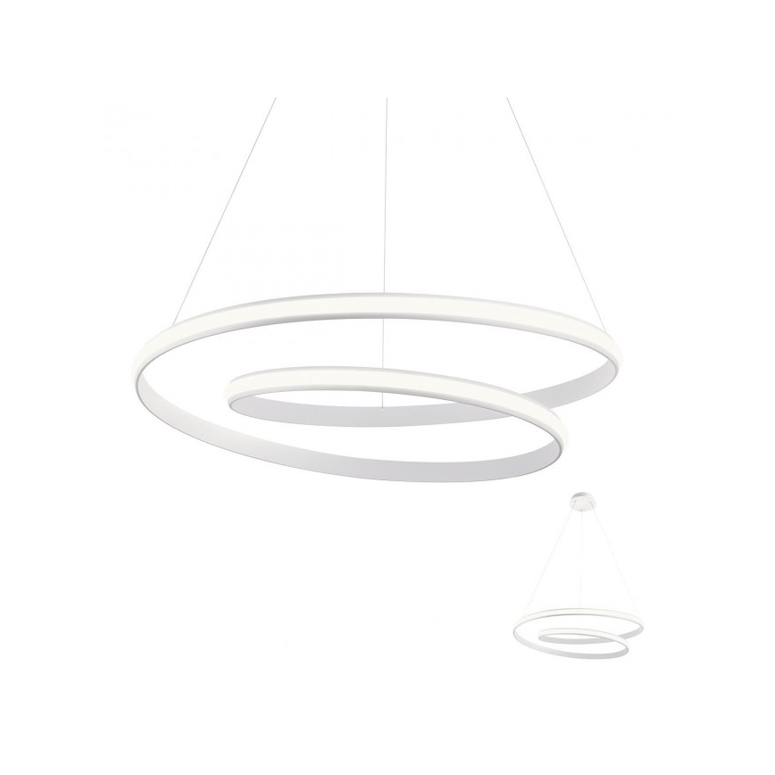 Redo 01-1890 - LED dimbar pendellampa på vajer TORSION LED/35W/230V Ø 75 cm vit