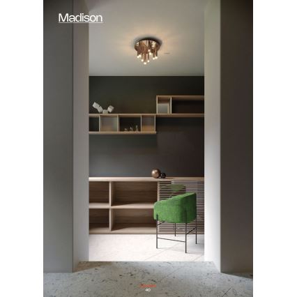 Redo 01-2042 - LED taklampa MADISON 9xLED/4W/230V skinande krom/svart/koppar