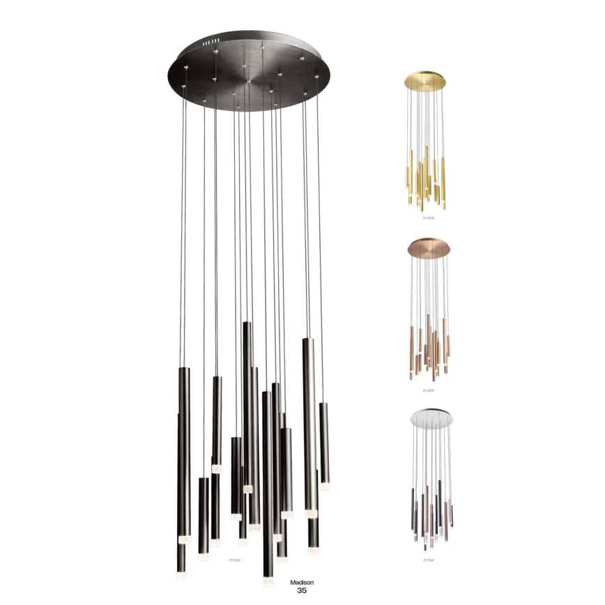Redo 01-2059 - LED ljuskrona med textilsladd MADISON 16xLED/4W/230V koppar