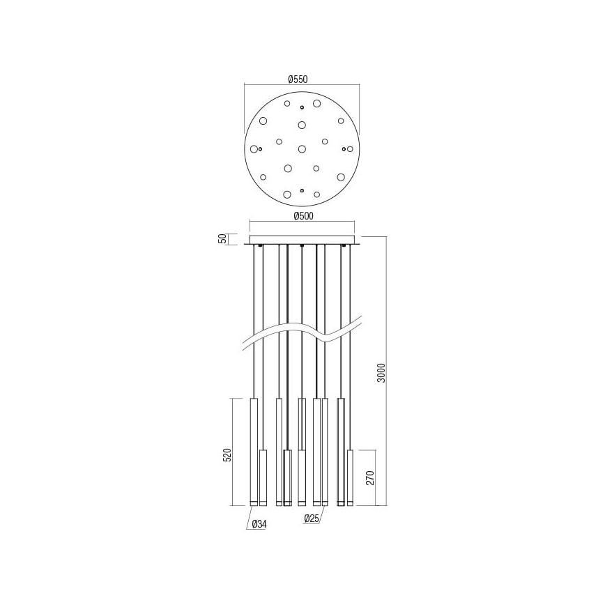 Redo 01-2059 - LED ljuskrona med textilsladd MADISON 16xLED/4W/230V koppar