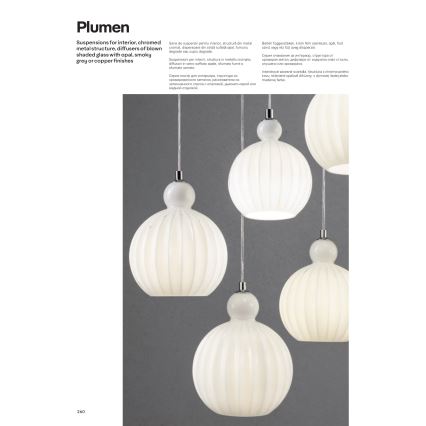 Redo 01-2069 - Ljuskrona med textilsladd PLUMEN 6xE14/42W/230V grå