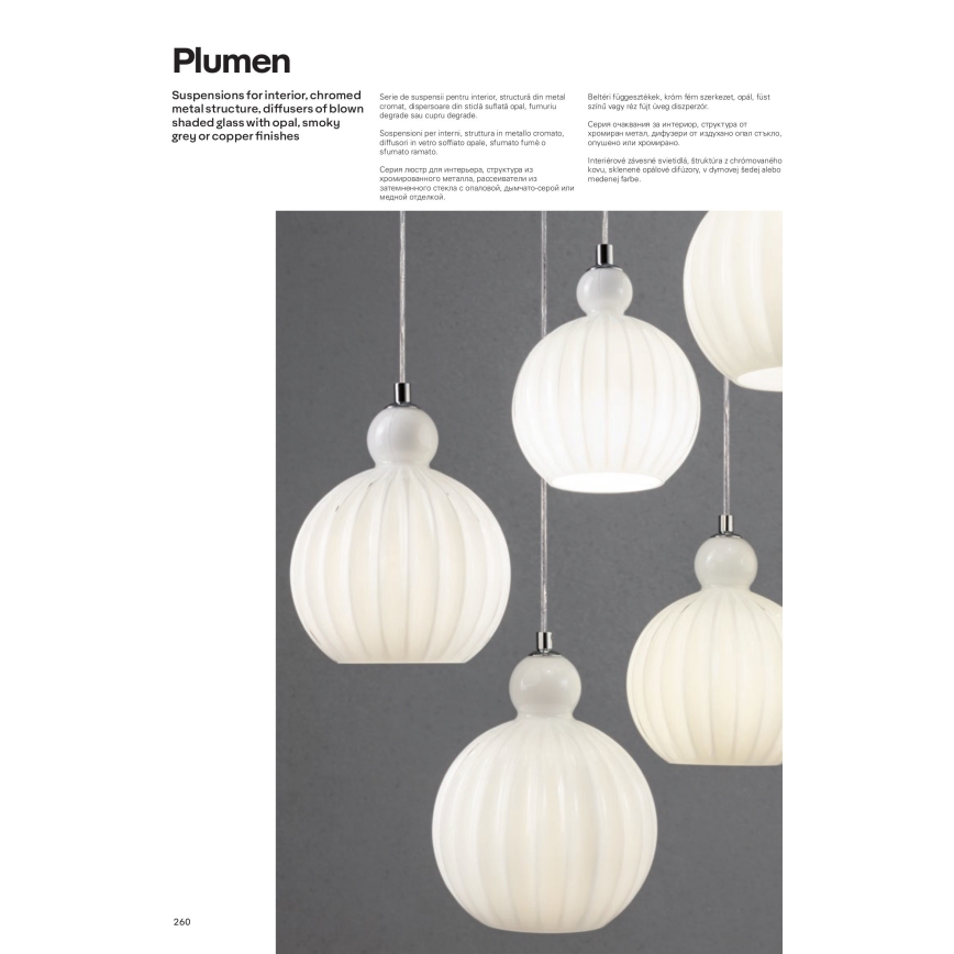 Redo 01-2069 - Ljuskrona med textilsladd PLUMEN 6xE14/42W/230V grå