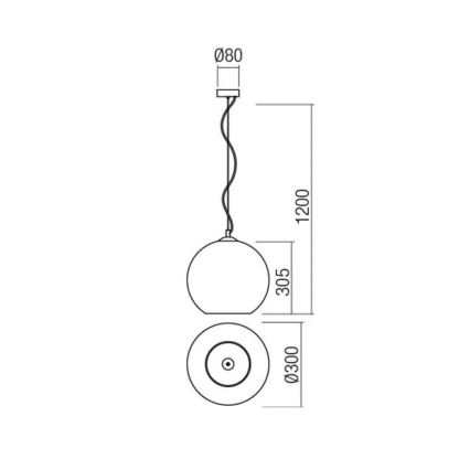 Redo 01-2076 - Ljuskrona med textilsladd BOWL 1xE27/42W/230V diameter 30 cm koppar