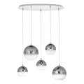 Redo 01-2079 - Ljuskrona med textilsladd BOWL 5xE27/42W/230V rökig