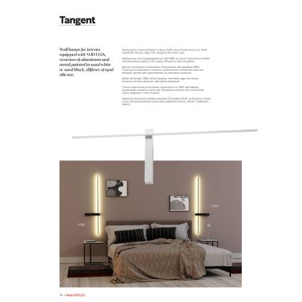 Redo 01-2201 - LED-vägglampa TANGENT LED/14W/230V 3000K 125,4 cm svart