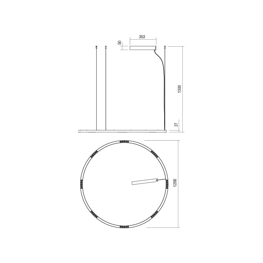 Redo 01-2208 - LED ljuskrona med textilsladd UNION LED/68W/230V CRI 90 3000K diameter 120 cm vit