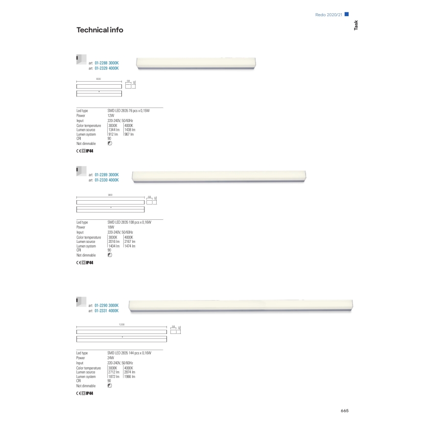 Redo 01-2331 - LED-badrumsspegel med belysning TASK LED/24W/230V 120 cm CRI 90 IP44 blank krom