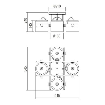 Redo 01-2401 - Taklampa POOH 4xE27/42W/230V bok