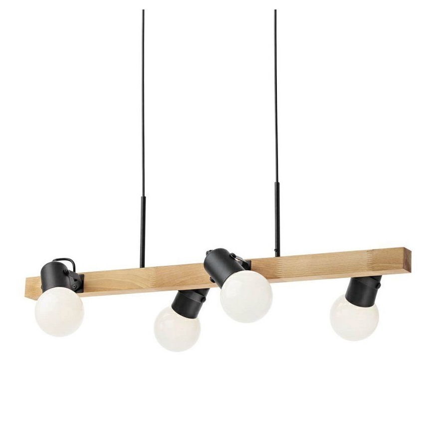 Redo 01-2418 - Ljuskrona med upphängningsrem TAFFI 4xE27/42W/230V svart/bok