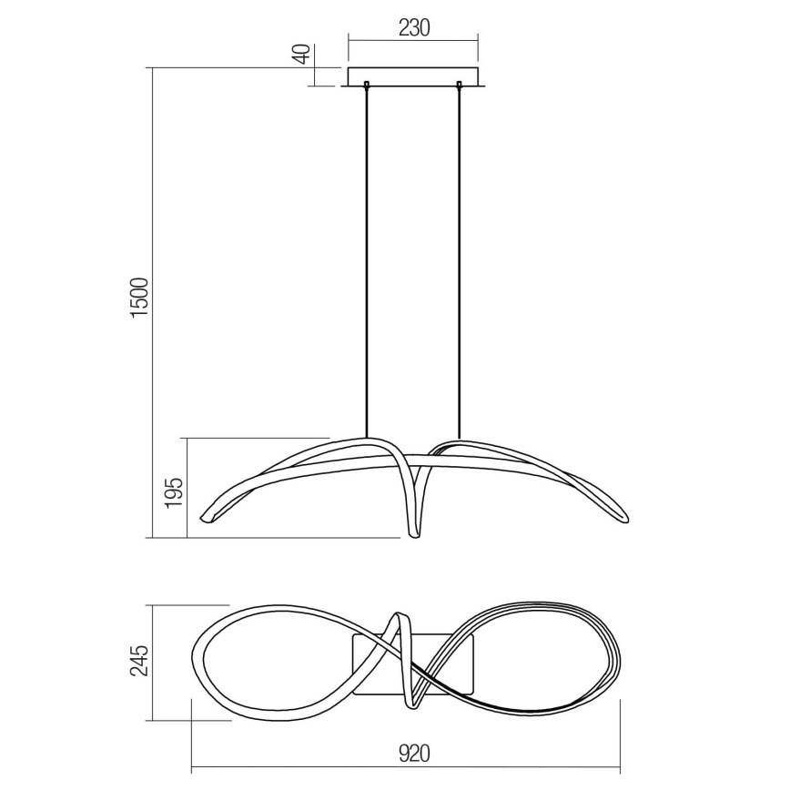 Redo 01-2455 - LED ljuskrona med textilsladd LAMON LED/57W/230V svart