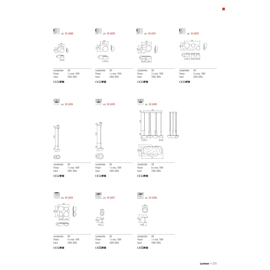 Redo 01-2470 - Vägglampa LUMIEN 1xG9/10W/230V guld/vit