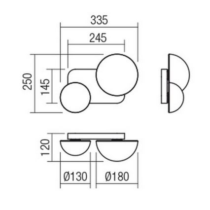 Redo 01-2471 - Vägglampa LUMIEN 2xG9/10W/230V guld/vit