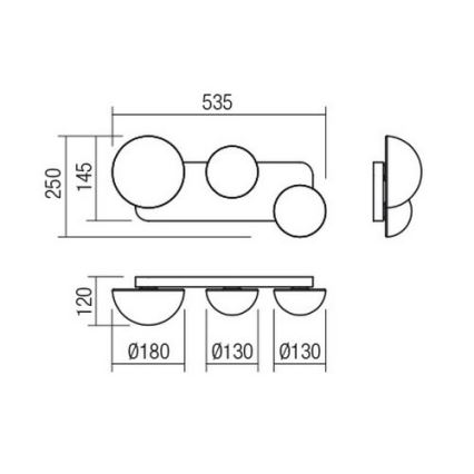 Redo 01-2472 - Vägglampa LUMIEN 3xG9/10W/230V guld/vit