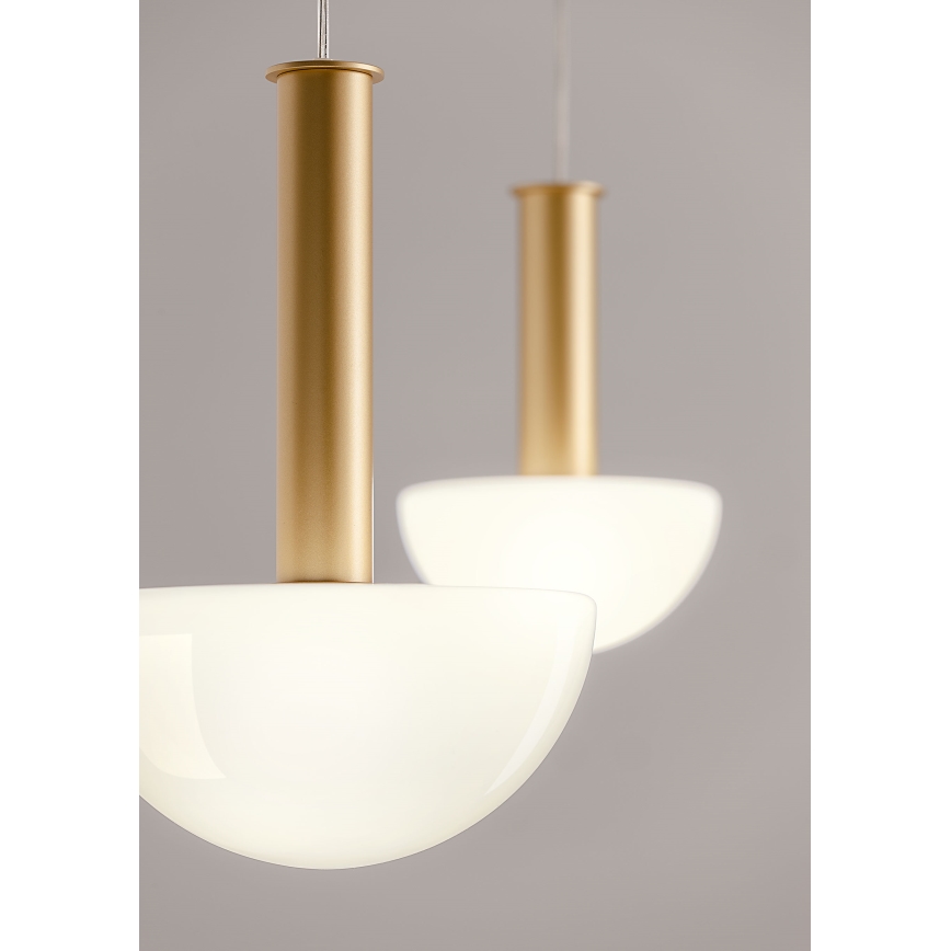 Redo 01-2474 - Pendellampa på vajer LUMIEN 1xG9/10W/230V Ø13 cm guld/vit