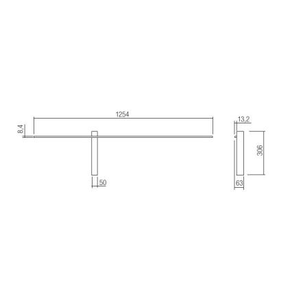 Redo 01-2479 - LED-vägglampa TANGENT 14W/230V 3000K 125,4 cm vit