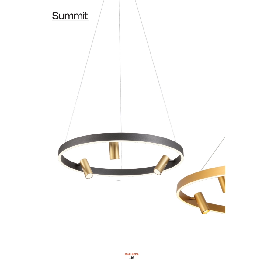 Redo 01-2492 - LED ljuskrona med textilsladd SUMMIT LED/53,5W/230V CRI 90 diameter 80,8 cm guld