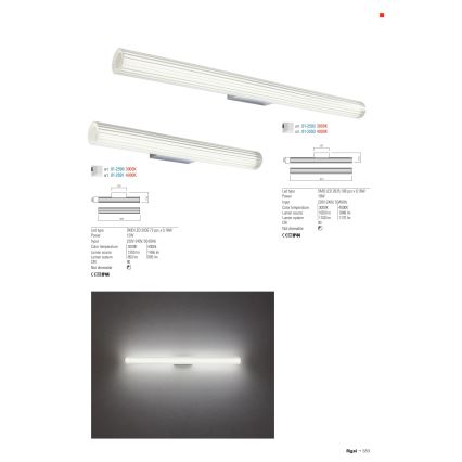 Redo 01-2593 - LED-badrumsspegelbelysning RIGAL LED/18W/230V 91 cm CRI 90 IP44 blank krom/vit
