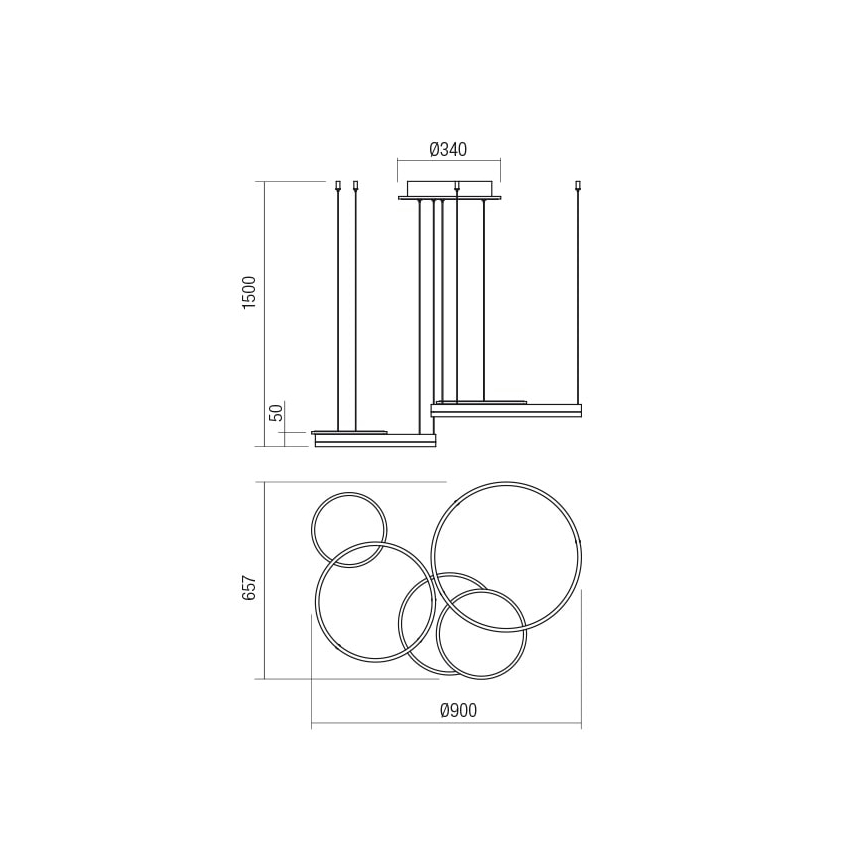 Redo 01-2606 - LED ljusreglerad ljuskrona på textilsladd SIGUA LED/99W/230V CRI 90 3000K guld