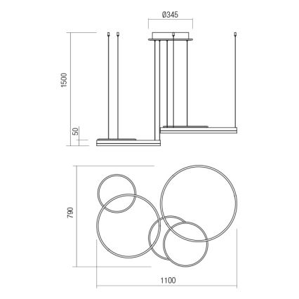 Redo 01-2608 - Dimbar LED-pendel med wire SIGUA LED/114W/230V CRI 90 vit