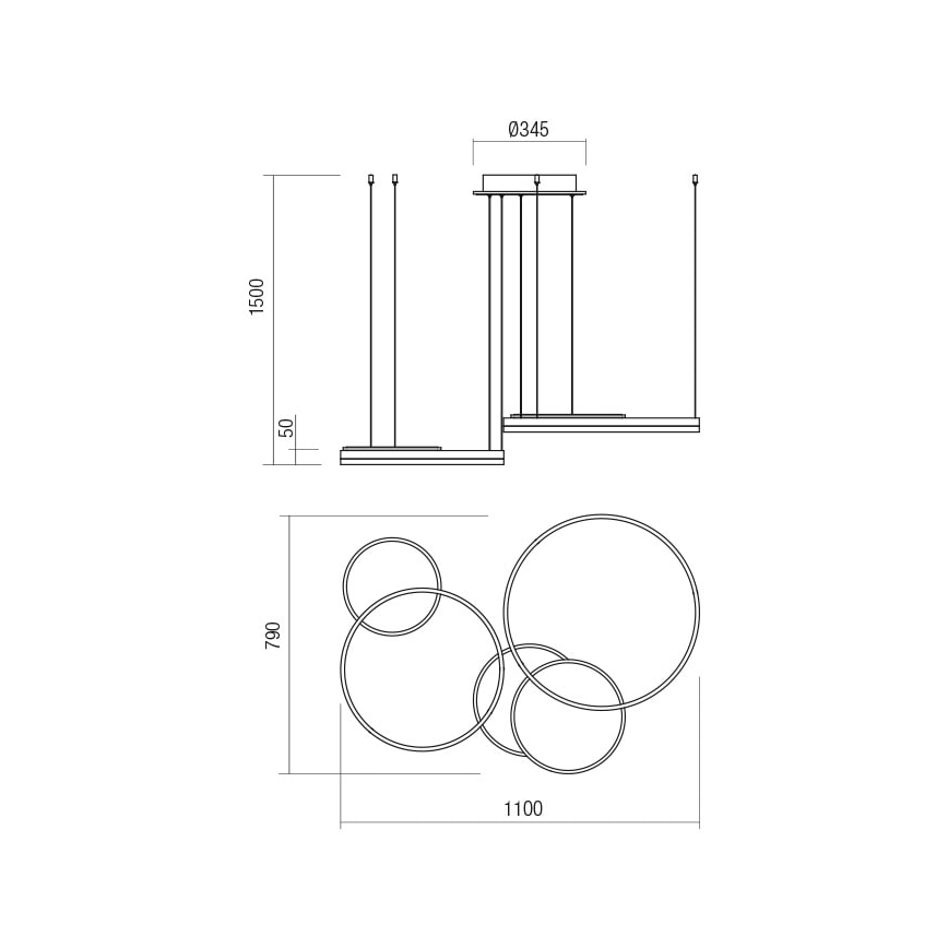 Redo 01-2609 - LED ljusreglerad ljuskrona på textilsladd SIGUA LED/114W/230V CRI 90 3000K guld
