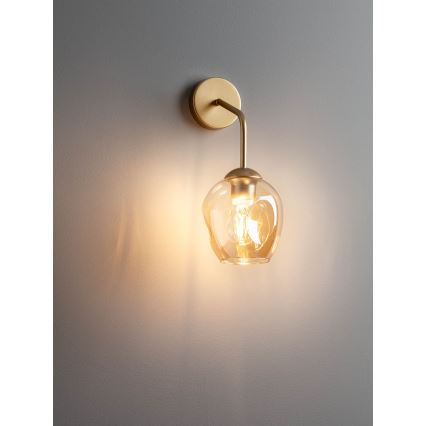 Redo 01-2617 - Vägglampa PIERCE 1xE27/42W/230V guld/rökig