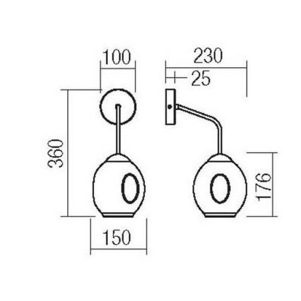 Redo 01-2617 - Vägglampa PIERCE 1xE27/42W/230V guld/rökig